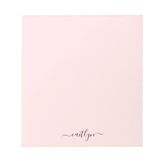 Vrouwelijke Roze Monogram Moderne Script Gepersona Notitieblok (Voorkant)