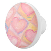  Vrouwelijke Roze Pastel Hearts artwork Keramische Knop (Rechts)