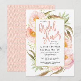 Vrouwelijke roze pioenen bloemig Vrijgezellenfeest Kaart