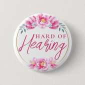 Vrouwelijke roze roos bloemig hard van het gehoor ronde button 5,7 cm (Voorkant)