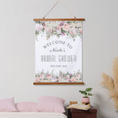 Vrouwelijke Roze Roos Bloemige Bruiloft Welkom Hangend Wandkleed (Slaapkamer)