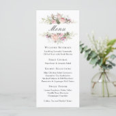 Vrouwelijke Roze Roos Bloemige Evenementenmenu Menu (Staand voorkant)