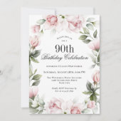 Vrouwelijke Roze Rozen 90ste Verjaardagsfeestje Kaart (Voorkant)