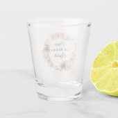 Vrouwelijke Roze Rozen Bloemen 80ste Verjaardag me Shot Glas (Achterkant)