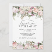 Vrouwelijke Roze Rozen Bloemen Pensioen Viering Kaart (Voorkant)