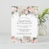 Vrouwelijke Roze Rozen Bloemen Pensioen Viering Kaart (Staand voorkant)