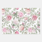 Vrouwelijke Roze Rozen Waterverf Bloemen Inpakpapier Vel (Voorkant 3)
