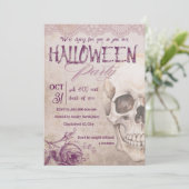 Vrouwelijke  Roze Schedel Volwassen Halloween Part Kaart (Staand voorkant)