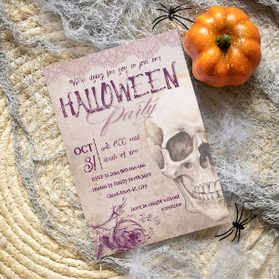 Vrouwelijke  Roze Schedel Volwassen Halloween Part Kaart