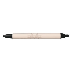 Vrouwelijke Roze Sierlijke Monogram Aangepaste Naa Zwarte Inkt Pen