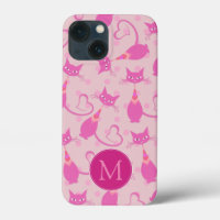 Vrouwelijke Roze Slanke Kat Patroon Monogram