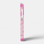 Vrouwelijke Roze Slanke Kat Patroon Monogram Case-Mate iPhone Case (Achterkant / Links)