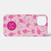 Vrouwelijke Roze Slanke Kat Patroon Monogram Case-Mate iPhone Case (Achterkant (horizontaal))