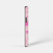 Vrouwelijke Roze Slanke Kat Patroon Monogram iPhone Hoesje (Rechterkant)
