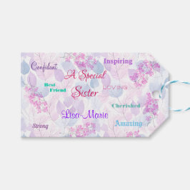 Vrouwelijke Roze Speciale Zus Aandachtig Hartelijk Cadeaulabel