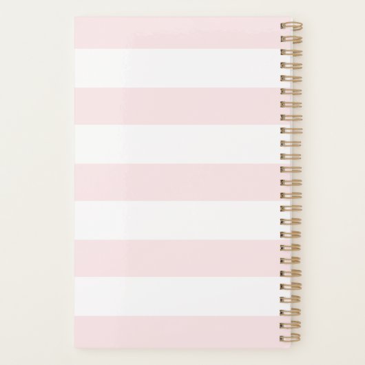 Vrouwelijke Roze Strepen Bloemen Gepersonaliseerde Planner (Achterkant)