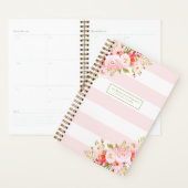Vrouwelijke Roze Strepen en pioenen Custom Planner (Display)