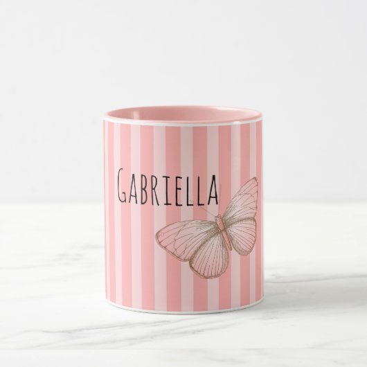 Vrouwelijke Roze Strepen Vlinder Mok (Midden)