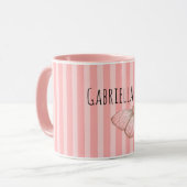 Vrouwelijke Roze Strepen Vlinder Mok (Voorkant links)