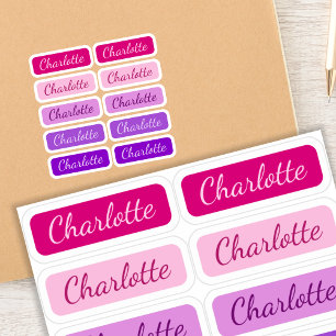 Vrouwelijke roze tot paarse elegante naamlabels me sticker