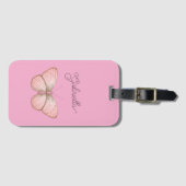 Vrouwelijke Roze Vlinder Bagagelabel (Voorkant (horizontaal))