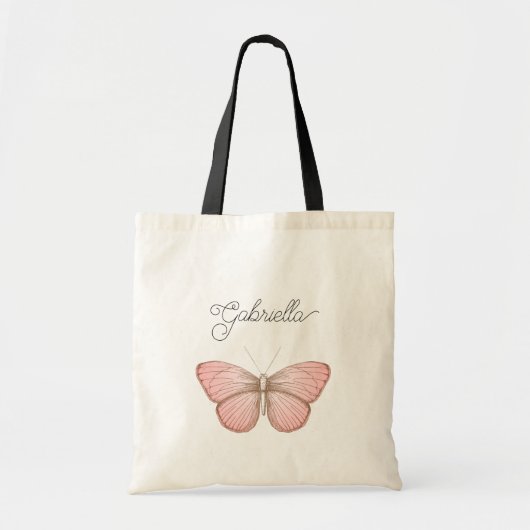 Vrouwelijke Roze Vlinder Tote Bag (Voorkant)