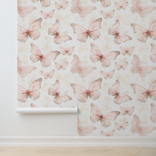 Vrouwelijke Roze Vlinders Behang (Applicatie)