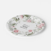 Vrouwelijke Roze Waterverf Bloemen 80ste Verjaarda Papieren Bordje (Gekanteld)