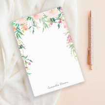 Vrouwelijke Roze Waterverf Bloemen met Jouw naam