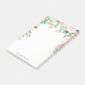 Vrouwelijke Roze Waterverf Bloemen met Jouw naam Post-it® Notes (Schuin)