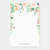 Vrouwelijke Roze Waterverf Bloemen met Jouw naam Post-it® Notes (Voorkant)