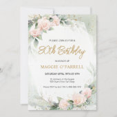 Vrouwelijke roze Waterverf bloemen Verjaardag Kaart (Voorkant)