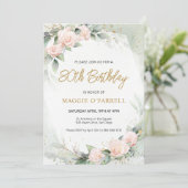 Vrouwelijke roze Waterverf bloemen Verjaardag Kaart (Staand voorkant)