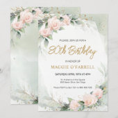 Vrouwelijke roze Waterverf bloemen Verjaardag Kaart (Voorkant / Achterkant)