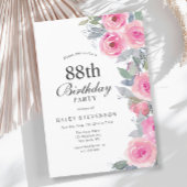 Vrouwelijke Roze Waterverf Floral Chic 88ste Verja Kaart