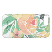 Vrouwelijke roze waterverf pioen bladeren geperson Case-Mate iPhone case (Achterkant (Horizontaal))