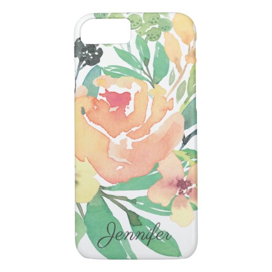 Vrouwelijke roze waterverf pioen bladeren geperson Case-Mate iPhone case (Achterkant)