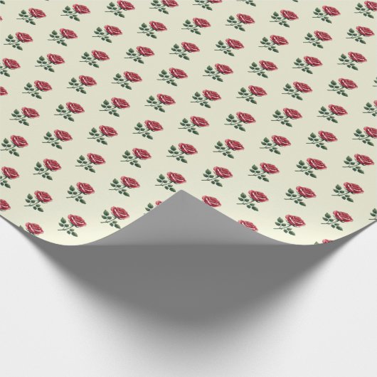 Vrouwelijke Roze Waterverf Rozen op Beige Cadeaupapier (Hoek)