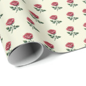 Vrouwelijke Roze Waterverf Rozen op Beige Cadeaupapier (Rol Hoek)