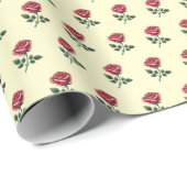 Vrouwelijke Roze Waterverf Rozen op Cream Cadeaupapier (Rol Hoek)