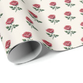 Vrouwelijke Roze Waterverf Rozen op Soft Cream Cadeaupapier (Rol Hoek)