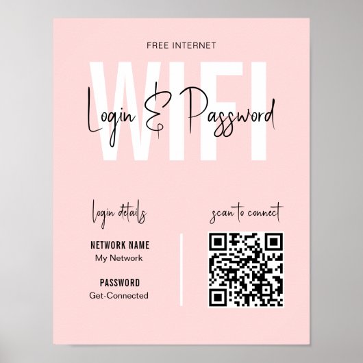 Vrouwelijke roze WIFI-wachtwoordscan QR-code Poster (Voorkant)