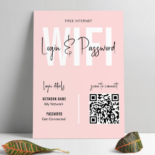 Vrouwelijke roze WIFI-wachtwoordscan QR-code Poster