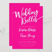 Vrouwelijke Roze Witte Bellen Script Lesbische bru Kaart (Voorkant / Achterkant)