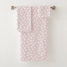 Vrouwelijke Roze Witte Harten Bruidsdouche Bad Handdoek