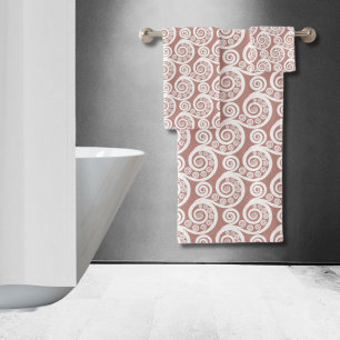 Vrouwelijke roze-witte Natuur-geïnspireerde varenb Bad Handdoek