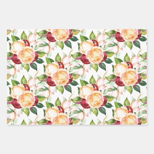 Vrouwelijke Rozen, bessen en bladeren Assortiment  Inpakpapier Vel (Voorkant)