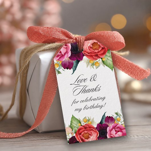 Vrouwelijke Rustieke Bloemige Bedankt Cadeaulabel