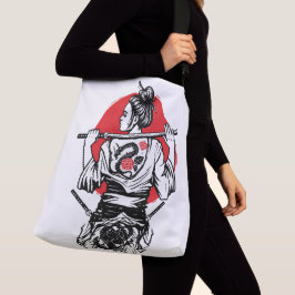 Vrouwelijke samoerai-krijger – Dragon Rose-tatoeag Crossbody Tas
