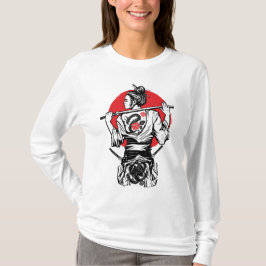 Vrouwelijke samoerai-krijger – Dragon Rose-tatoeag T-shirt